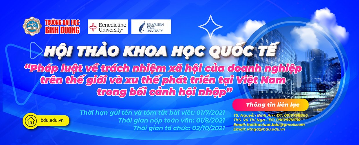 Thông báo: Gia hạn đăng ký viết bài cho Hội thảo khoa học Quốc tế "Pháp luật về Trách nhiệm xã hội của Doanh nghiệp"